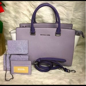 Michael Kors lilac purse/ satchel with three additions